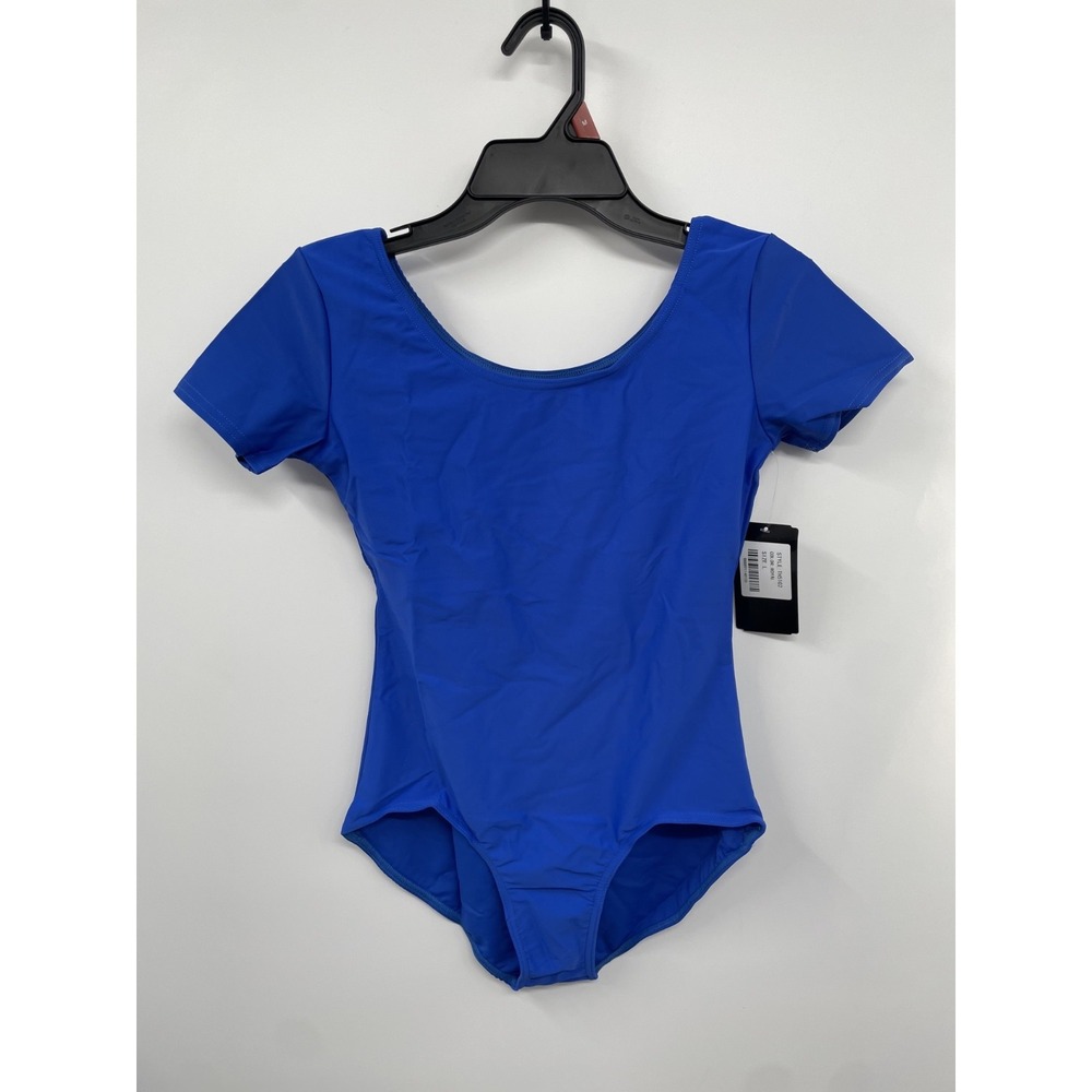 Theatricals Leotard Womens Large Blue Stretch Short Sleeve Dance One Piece‎ NWT
